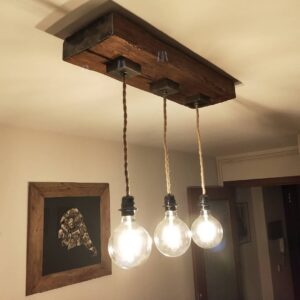Lámpara Base Madera Colgante